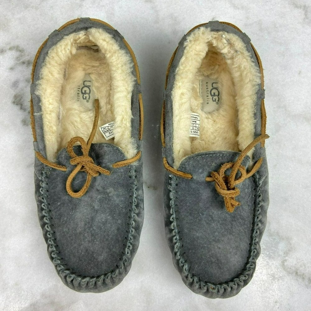 UGG Australia Dakota Pewter Suede Slippers Moccasins Women's Size 7